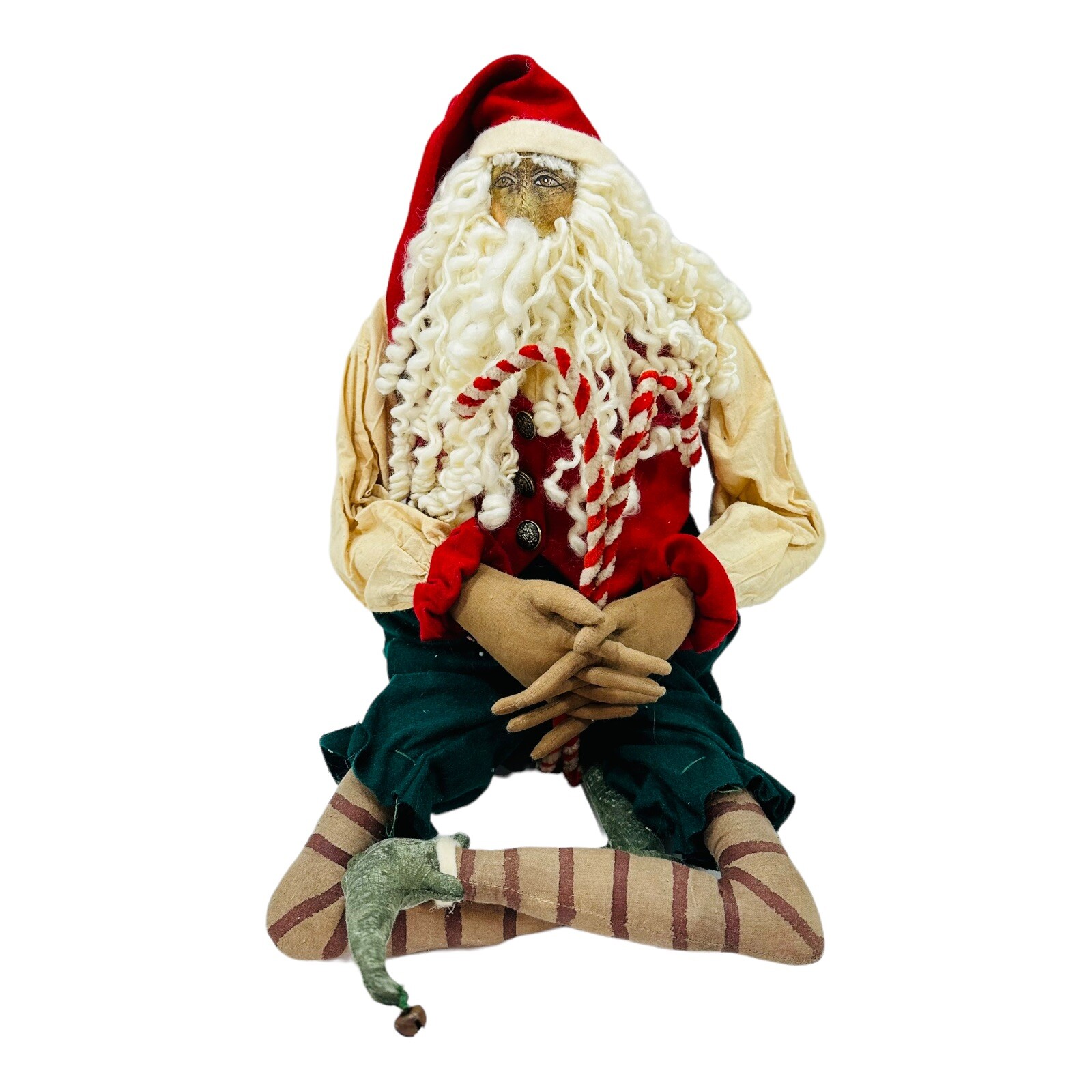 Gathered Traditions Joe Spencer Candy Cane Santa Claus Christmas Figure 13” RARE