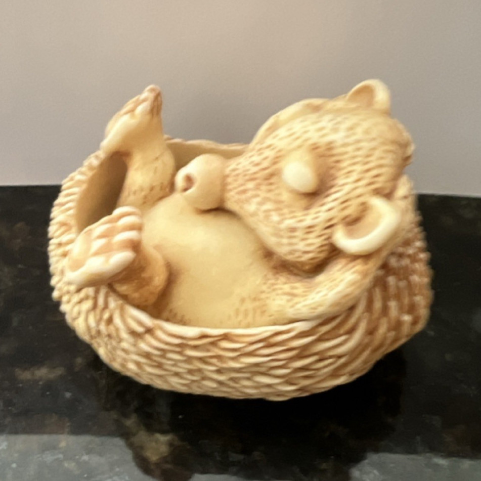 Beige Hedgehog Resin Figurine Matte Animal Sculpture for Any Room