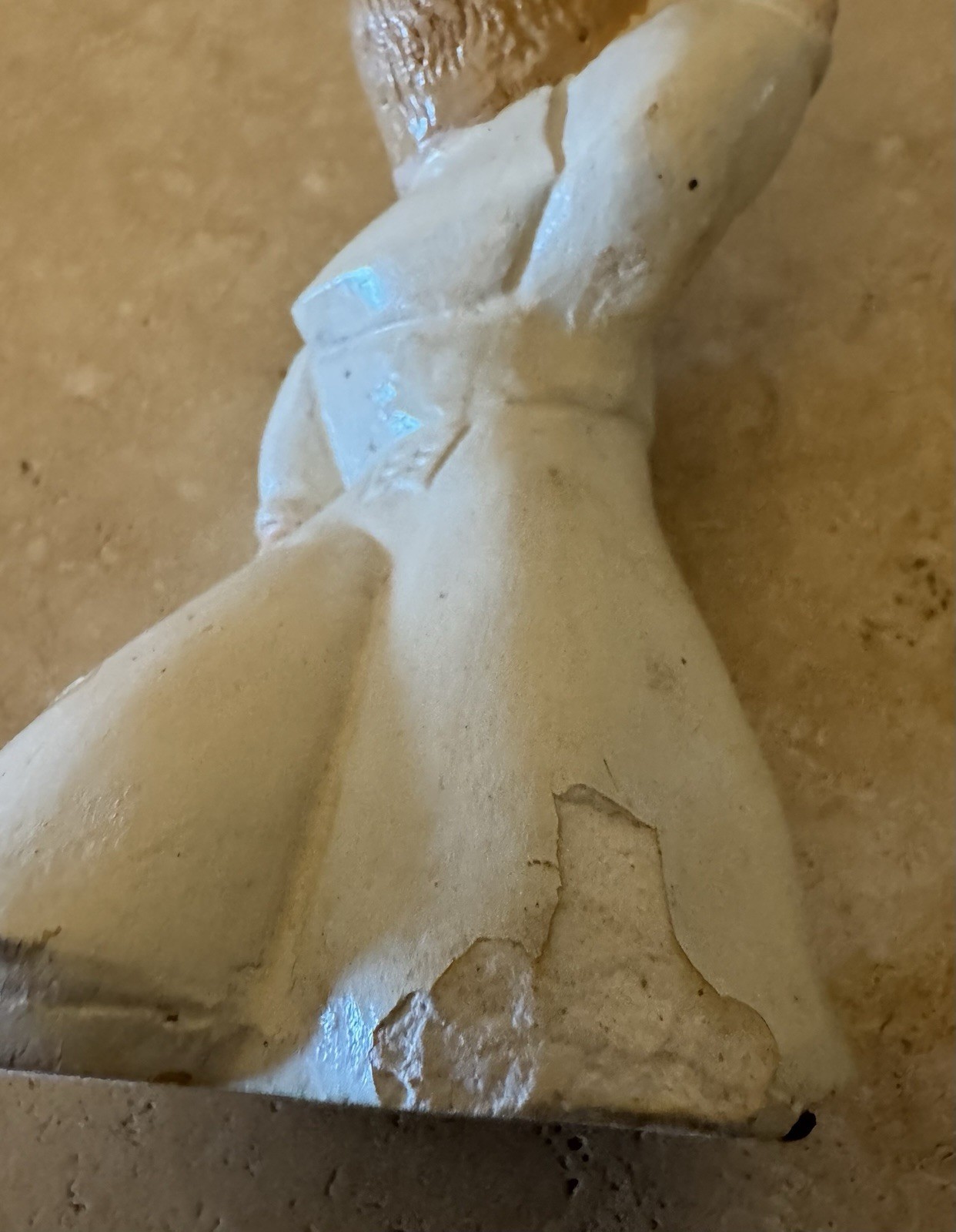 Rare WWII Era Hand Painted Details Chalkware Sailor Boy Figurine 6 inches tall.