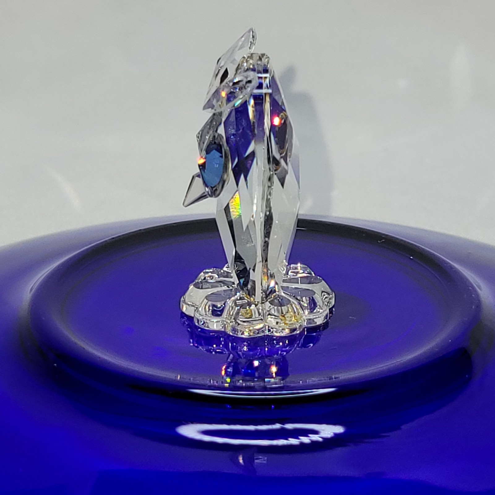 Vintage Swarovski Silver Crystal Owl w/ Green Jeweled Eyes, Austria, 1.5″ Tall