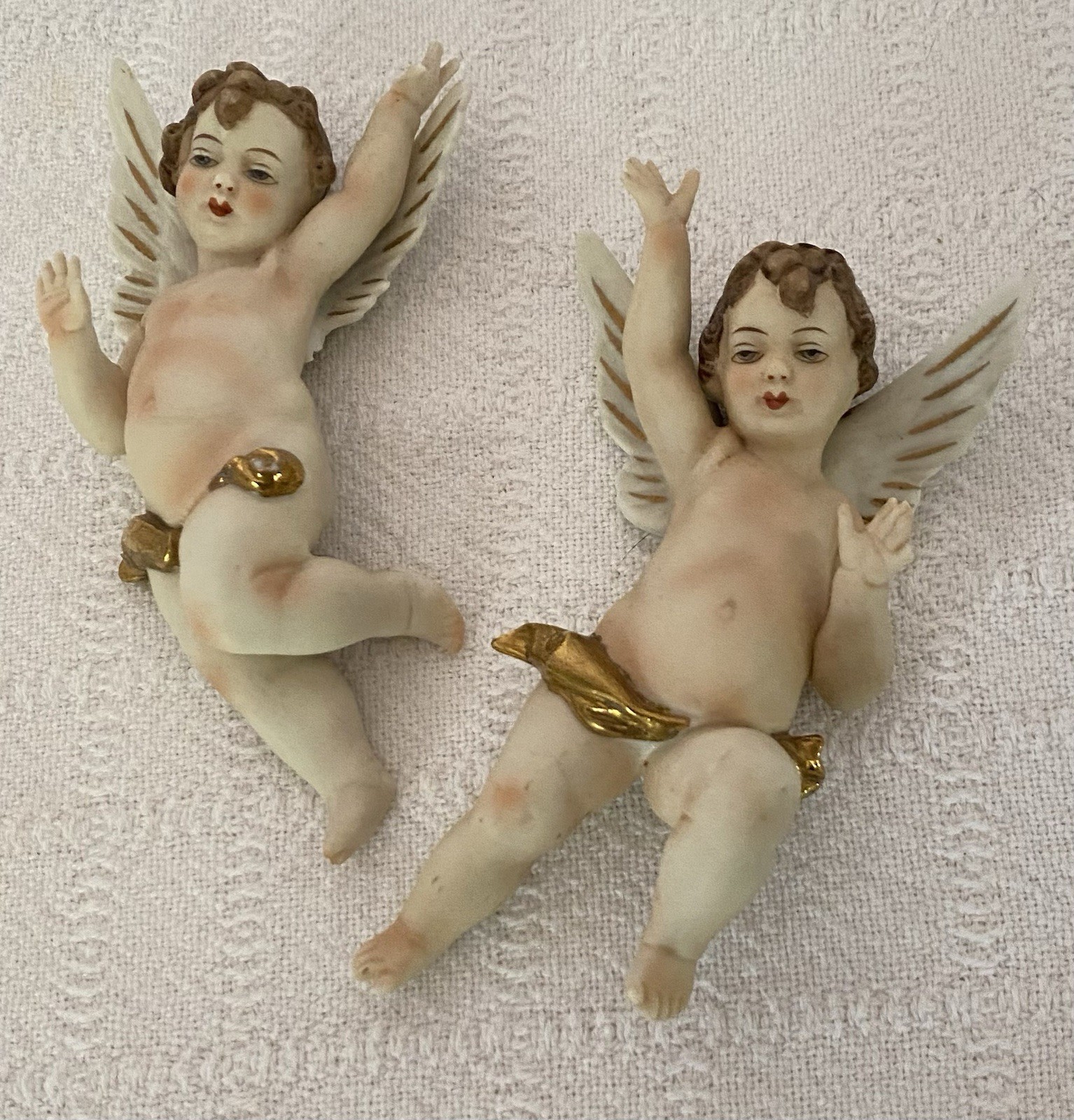 Antique German Angels Bisque Porcelain Pair, Ernst Bohne & Söhne Marked No Chips