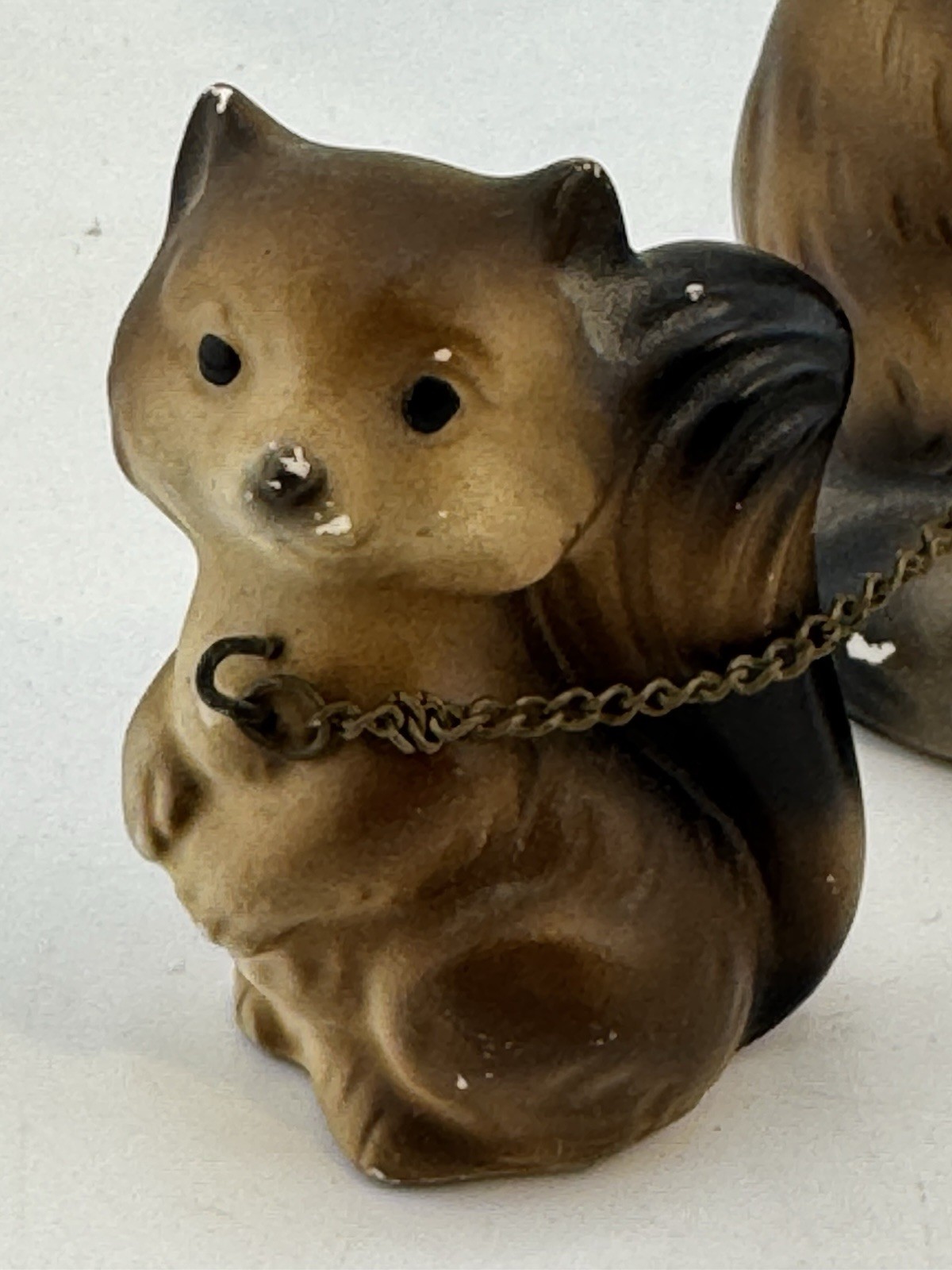 Vintage Japan Chained Raccoon Family Mother Babies Woodland Forest READ