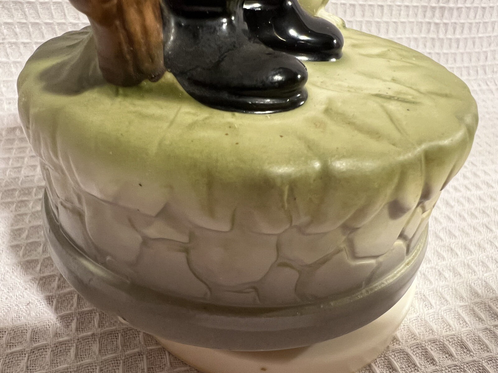Adorable Vtg.-Made In Japan-Boy & His Dog Figurine Rotating Music Box