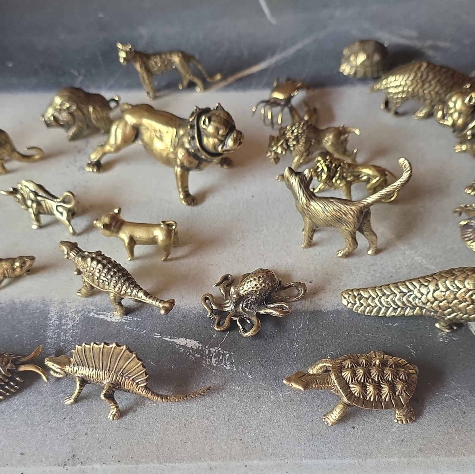 Mini Metal Animal Figurines Lot, Gold Metallic Finish Unboxed Assorted Designs