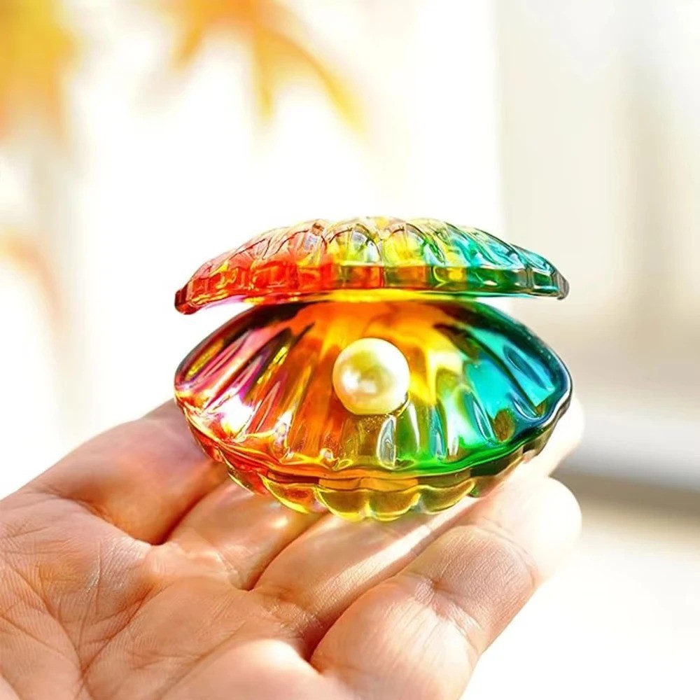 Crystal Seashell Figurine Glass Pearl Ornament Home Decor Gift for Women
