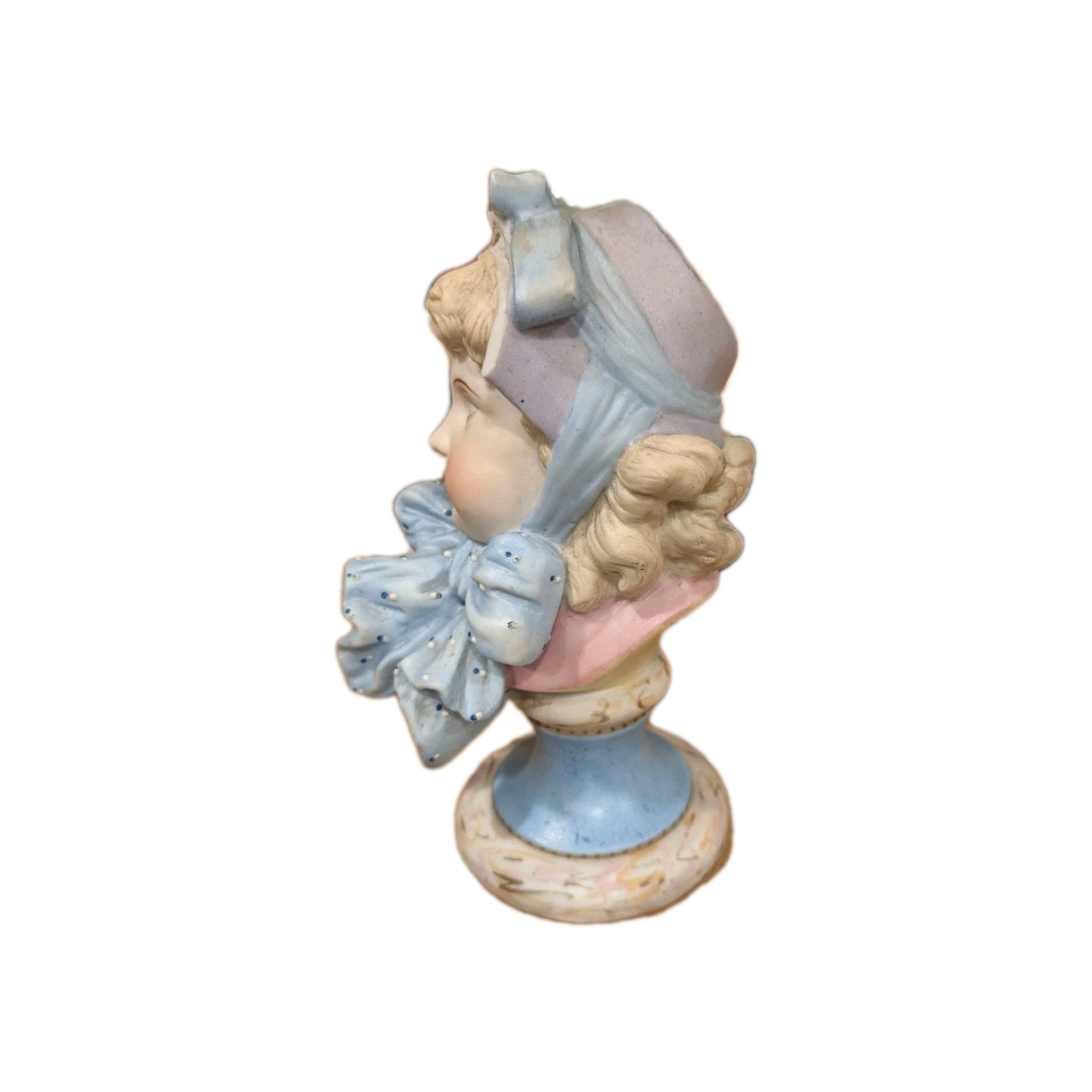 Antique Bisque 7″ Figurine Blue Eyed Girl Child Signed