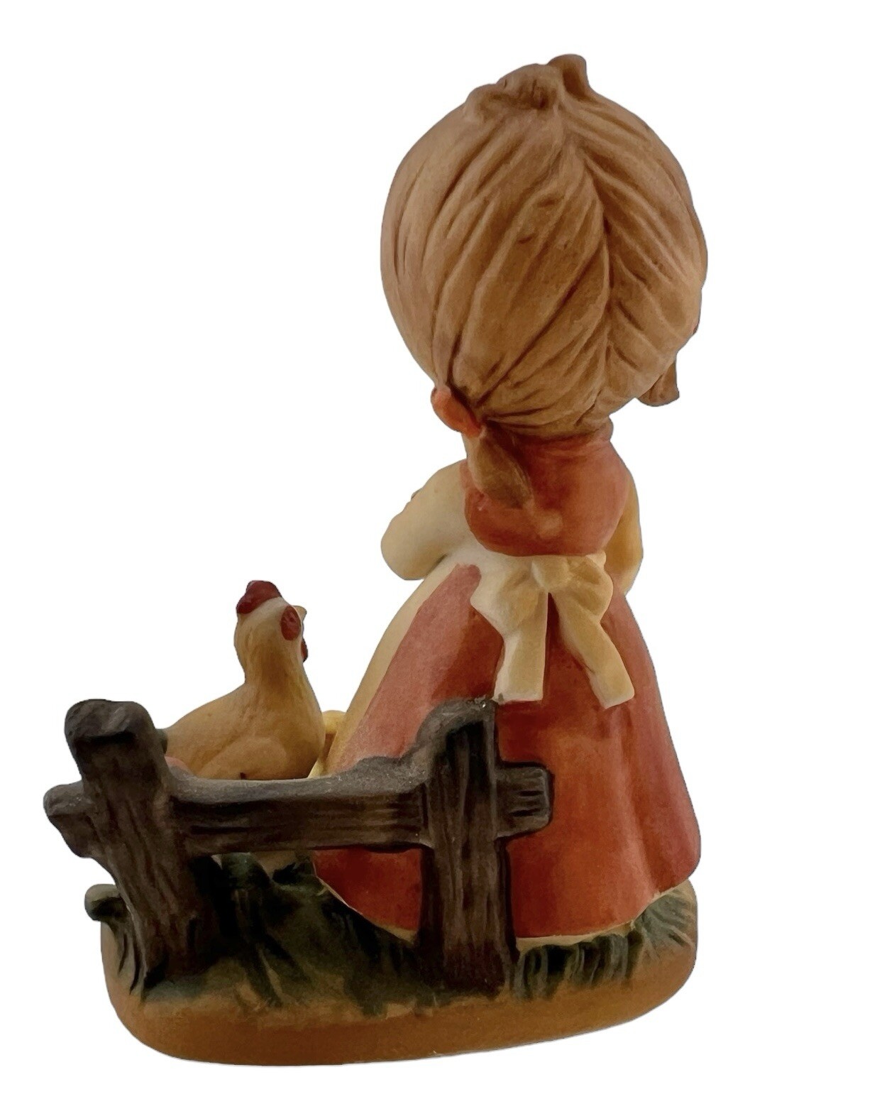 Vintage Napcoware Tiny Tots Figurine Ceramic Girl Feeding Chickens 2.5”