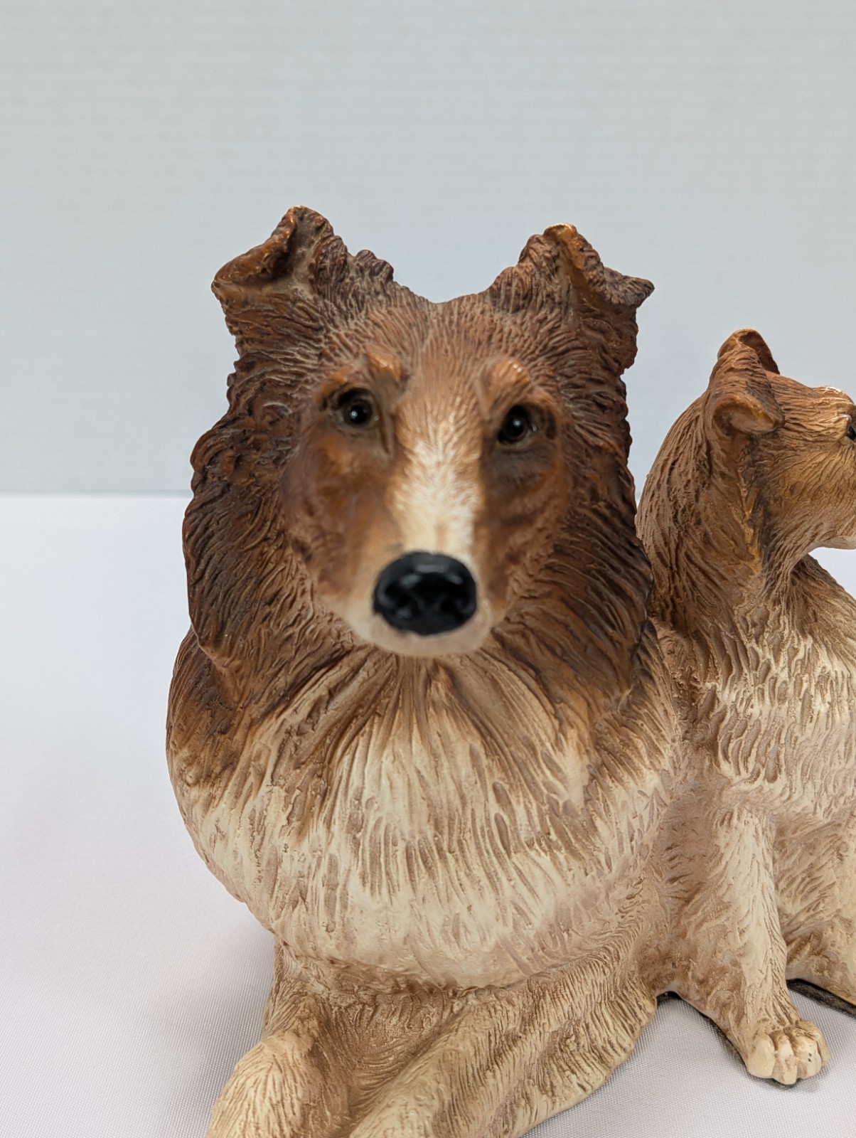 Vintage Collie Homco Adult Mom/Dad & Puppy USA Resin Large Lassie Dog Figurine