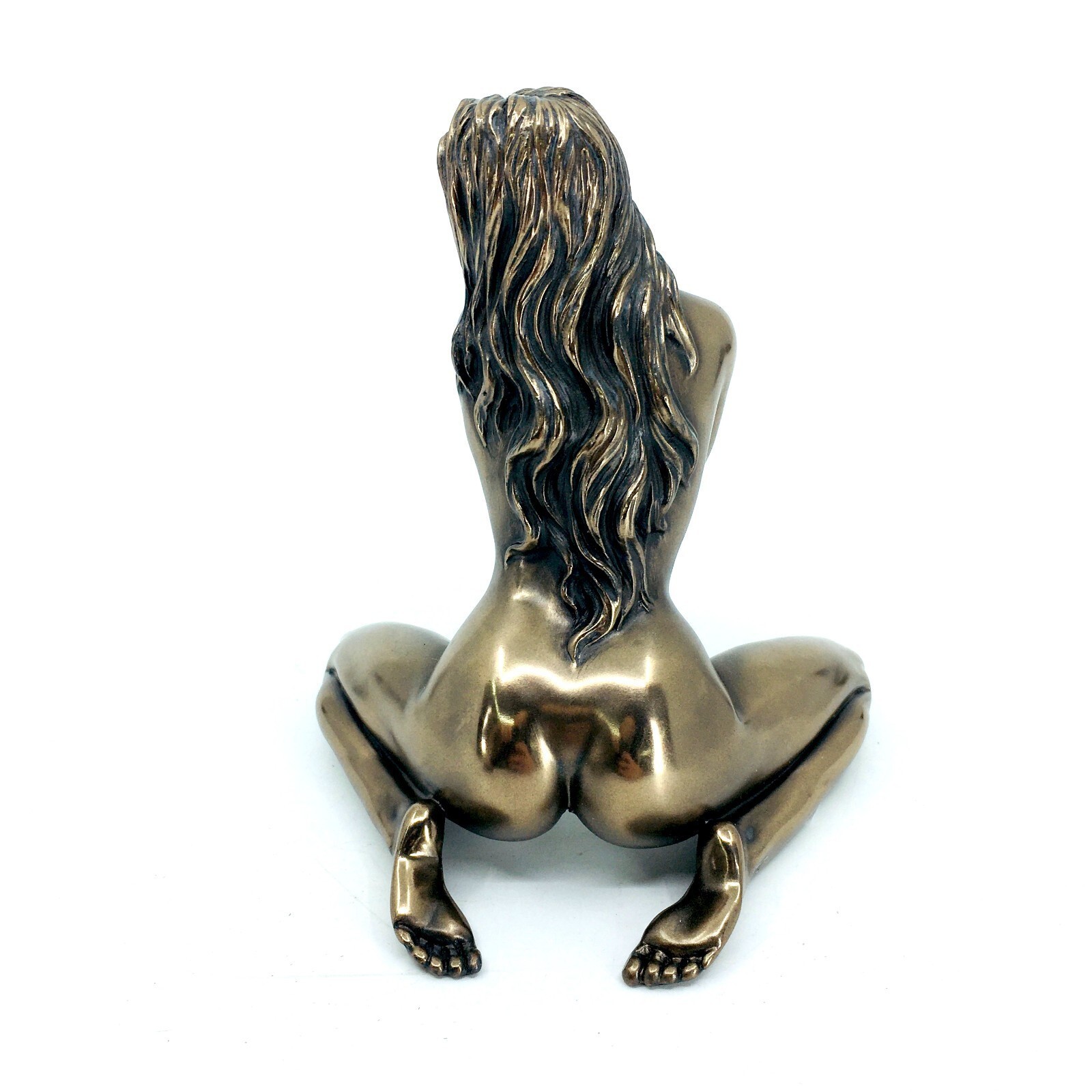 5 Inch Seated Nude Female Brass Color Figurine in a Seductive Pose Straddling US