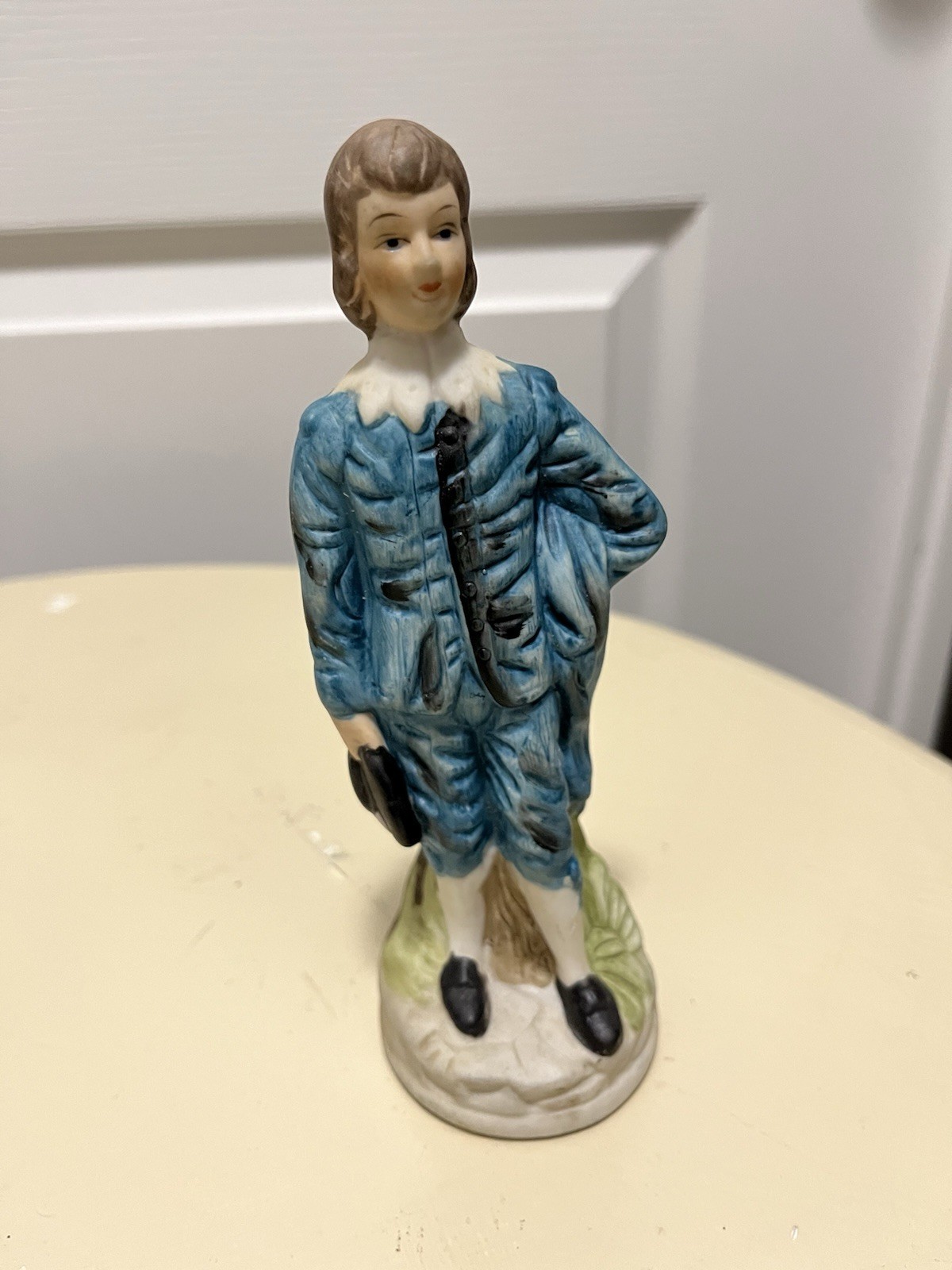 Vintage 1970 Era Blue Boy Ceremic Figurine 6.50 Inches tall
