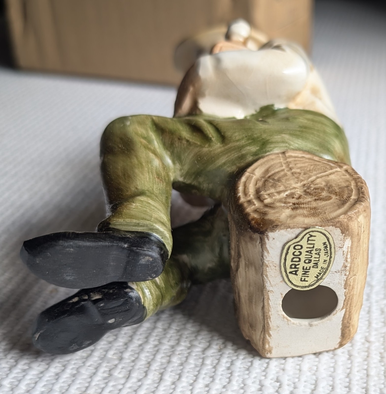 Vintage Ardco Hand Painted Porcelain Figurine Old Man W/Coffee/Alcohol 6 In Tall