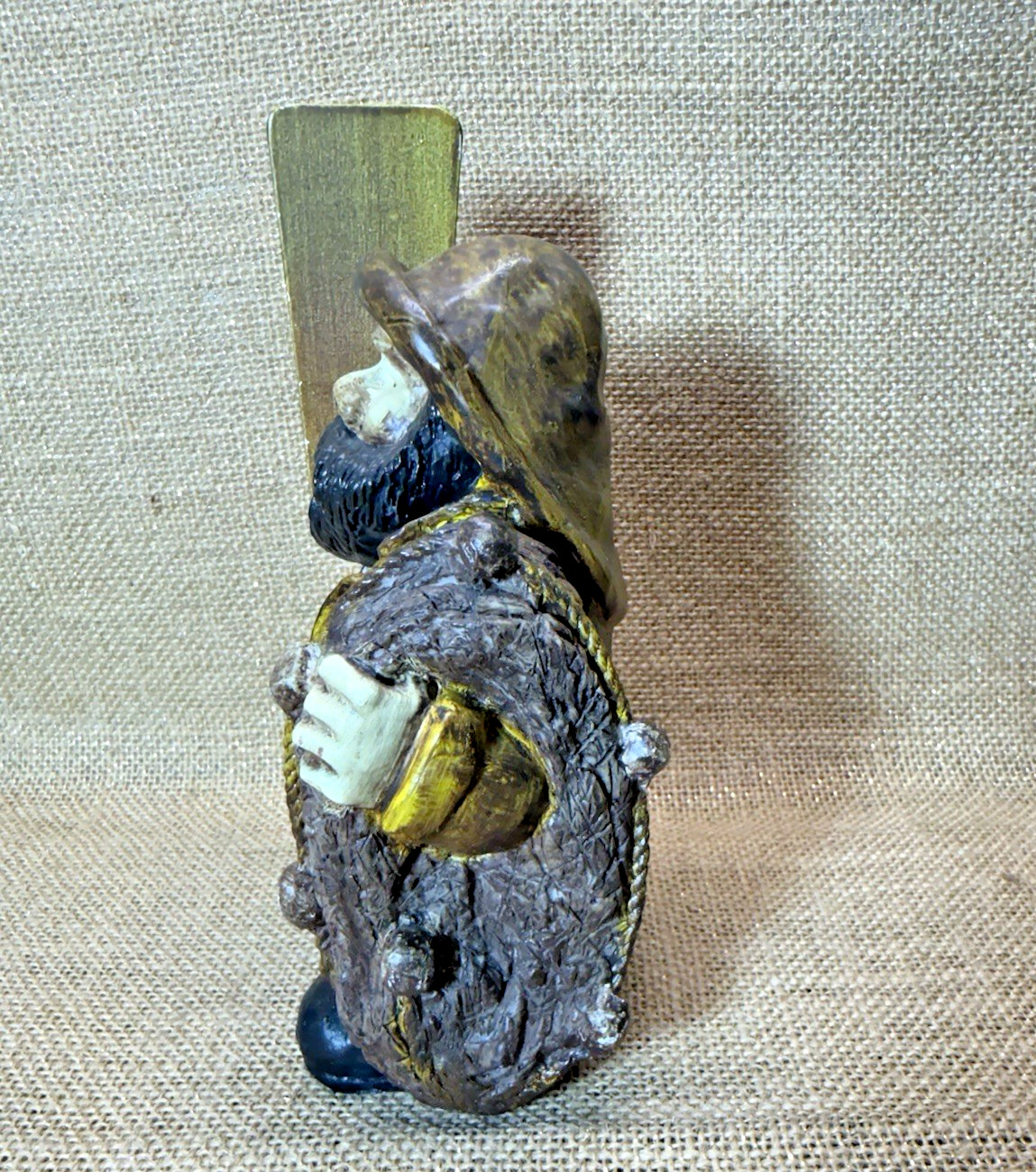 Vintage Mariner Fisherman Statue Bisque Nautical Beach Sailor With Wooden Oar