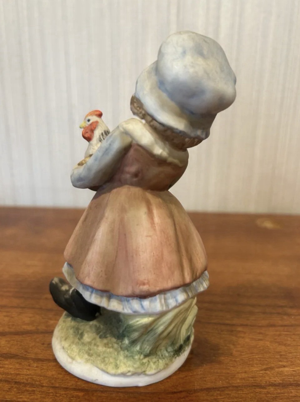 Lefton China Farm Girl W/Chicken & Boy W/Fish KW2667 Vintage Farmhouse Figurine