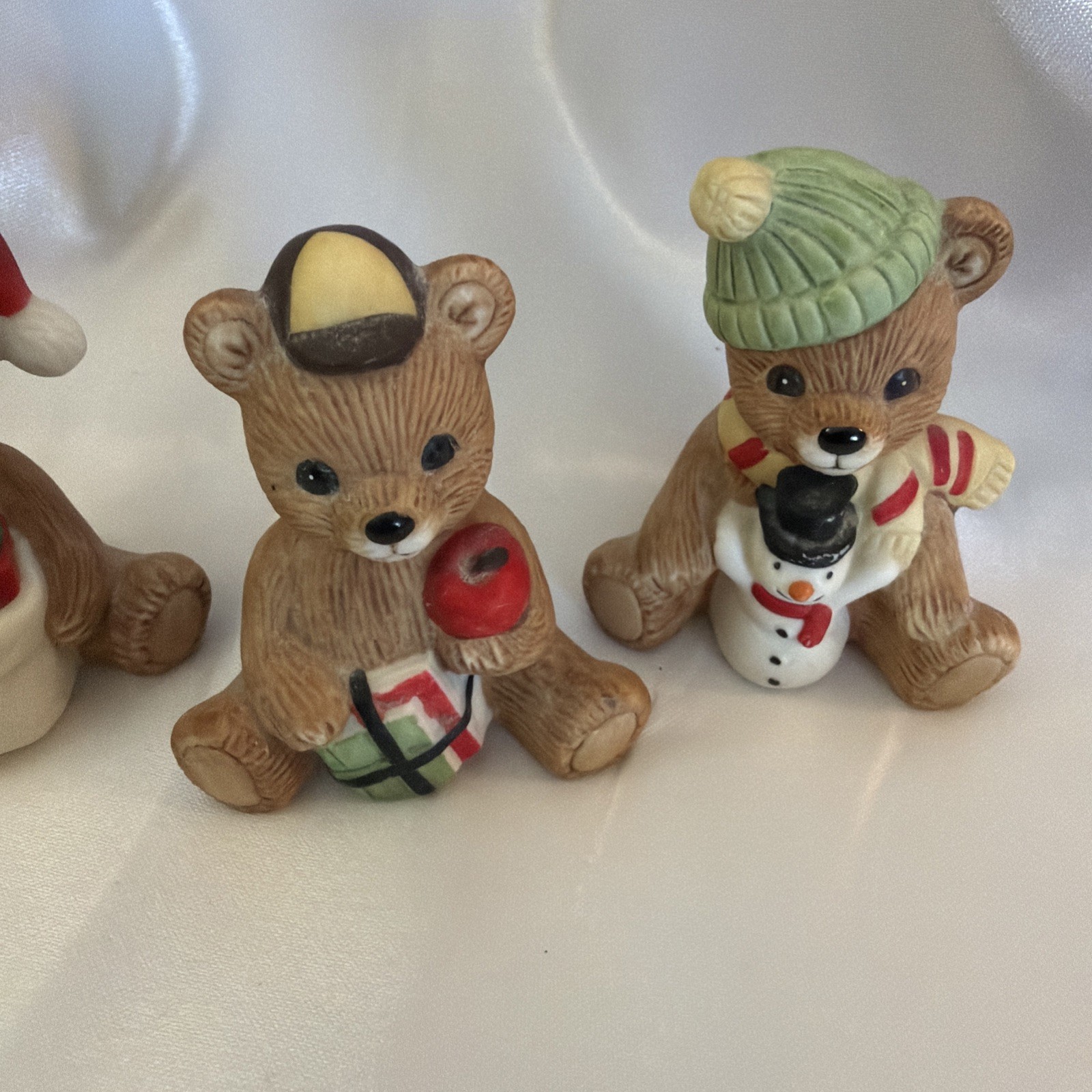 Vintage HOMCO Bear Holiday Christmas Figurines #1413 Set of 3 EUC