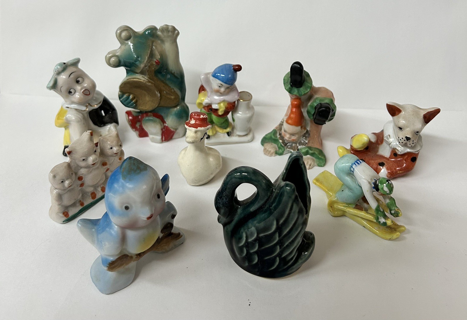 Vintage Lot of 10 Figurines, Japan, Occupied Japan, and unknown origins.