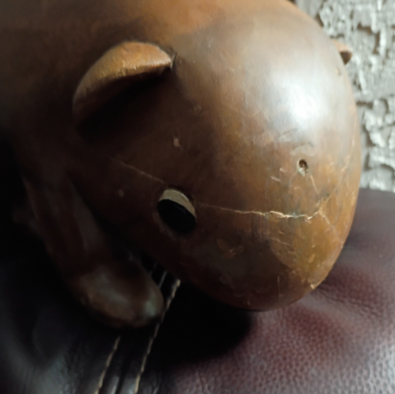 Vintage Heavy Carved Wooden Wombat Made in Thailand