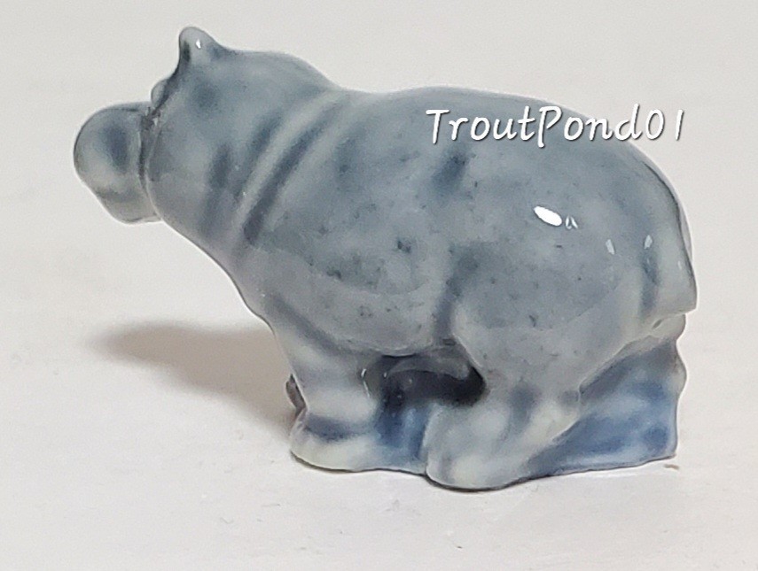 Wade Whimsies Hippo Set 1 Set A 1998 Porcelain Figurine Gray Blue “New Whimsies”