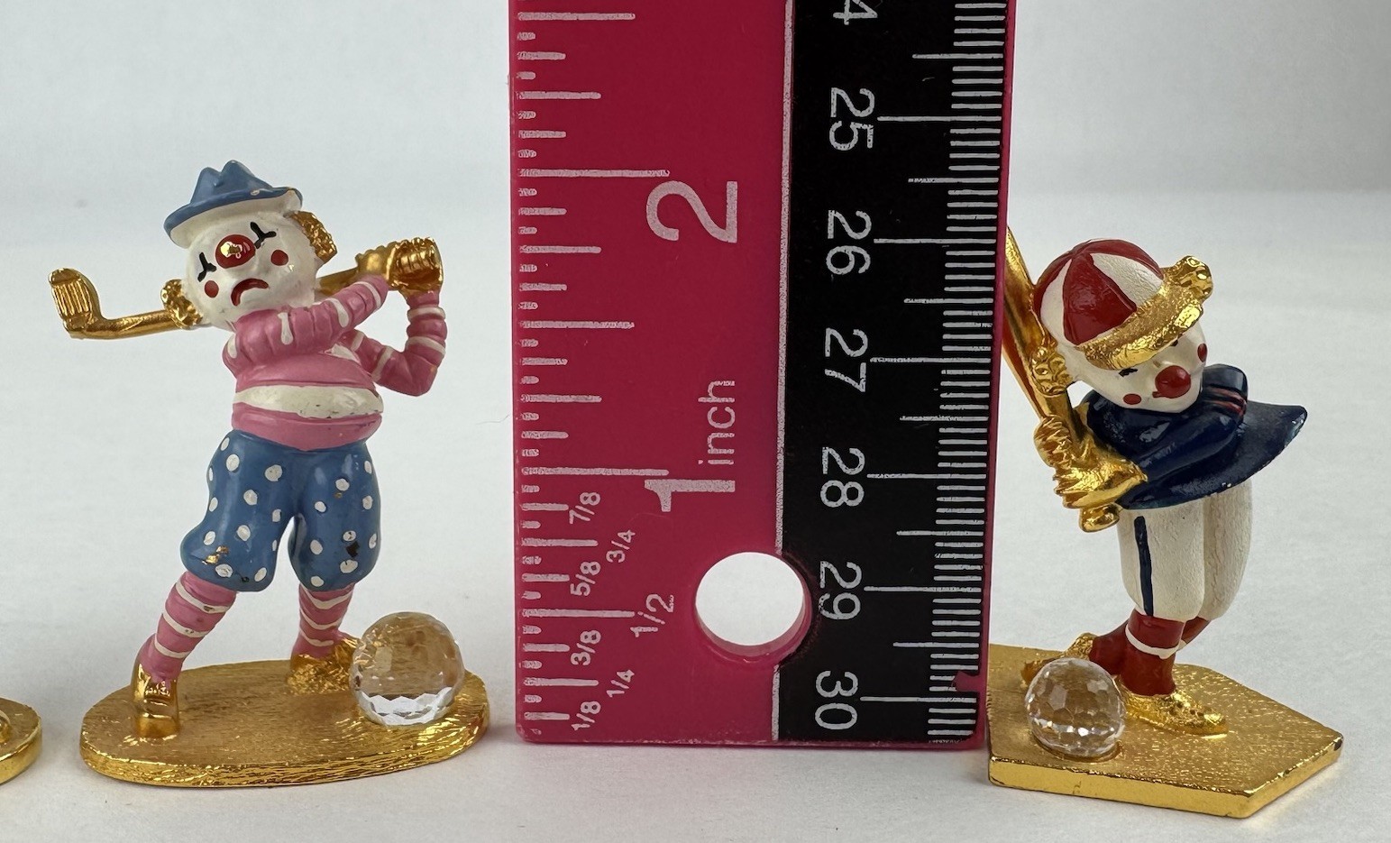 3 Spoontiques Pewter Miniature Gold Clown Swarovski Crystal Tennis Golf Baseball