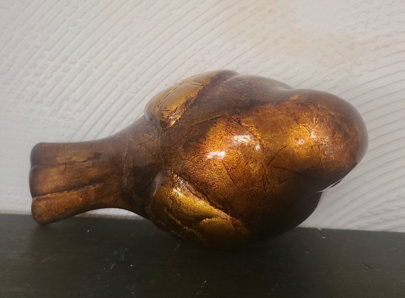 Shiny Metallic Gold/Bronze/Brown Ceramic Bird Figurine Decor 5″ Modern Country