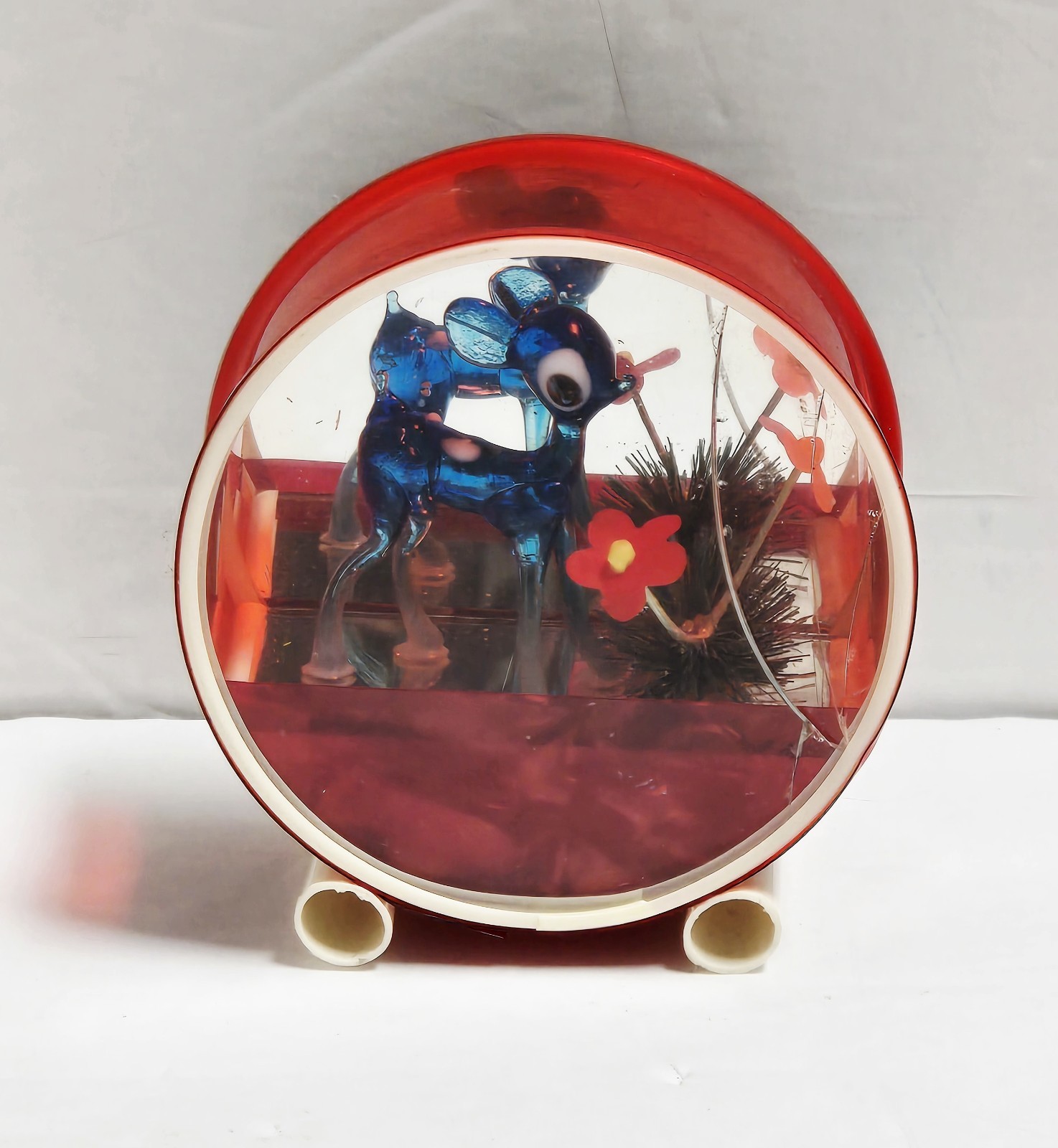 Miniature Diorama Blown Glass Deer Figurine Vintage MCM Japan *READ DESCRIPTION*