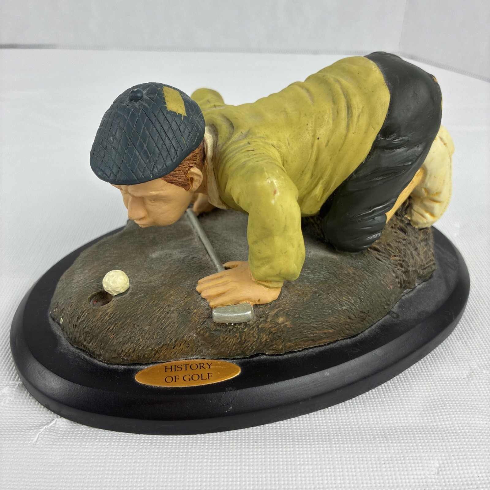 HISTORY OF GOLF Handmade Sculpture by Artisans on Wood Base