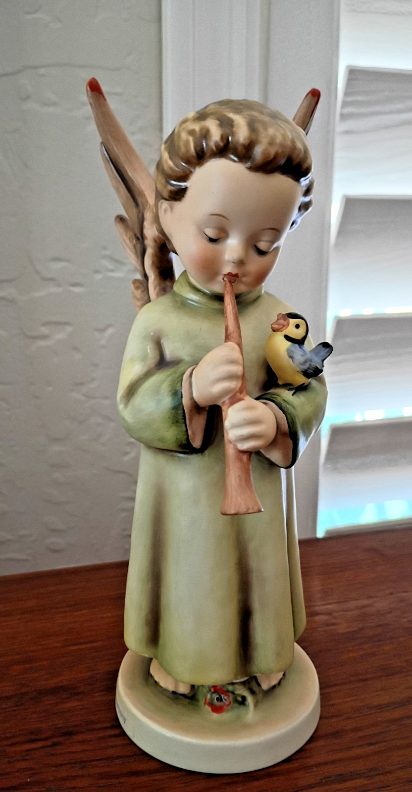 173/0 Goebel Hummel Festival Harmony Angel Flute Bird Figurine 8″ Tall