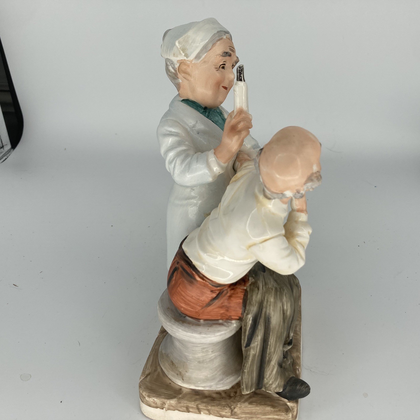 1970s Norleans Figurine – Nurse Giving Man a Shot Made in Japan READ
