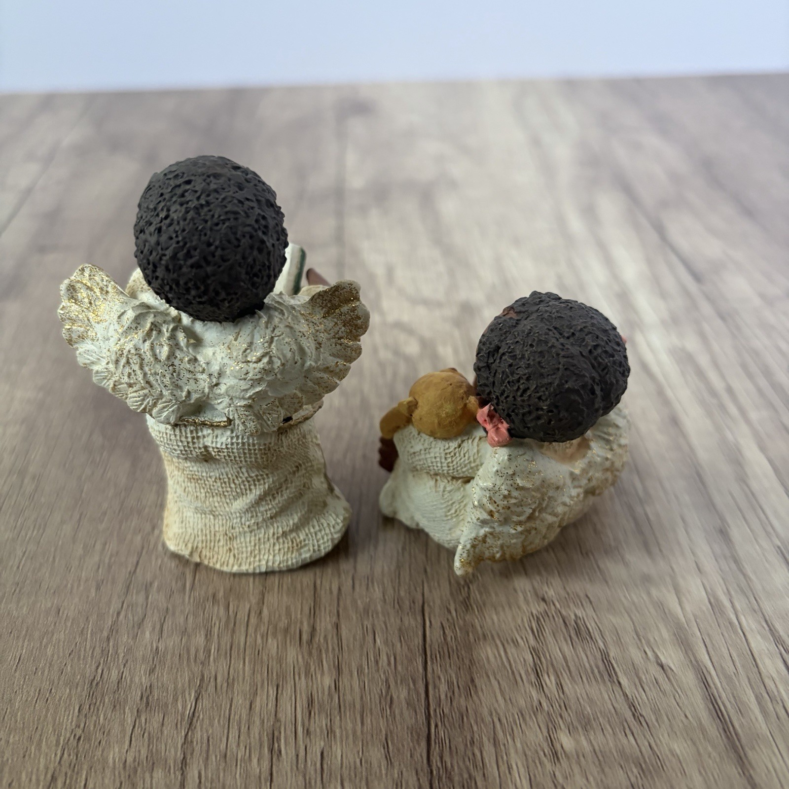 Set of 2 African American Angel Figurines Religious Everyday Black Art Decor