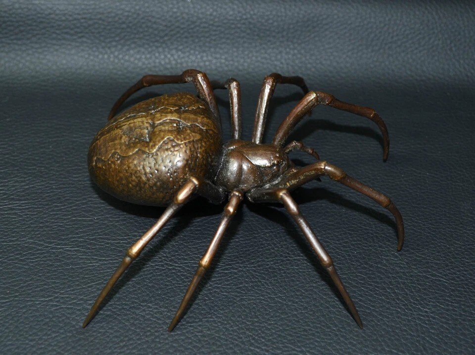 4.7″ Big Spider Silicon Bronze Statue Artwork,Bronze Decor Collectible New