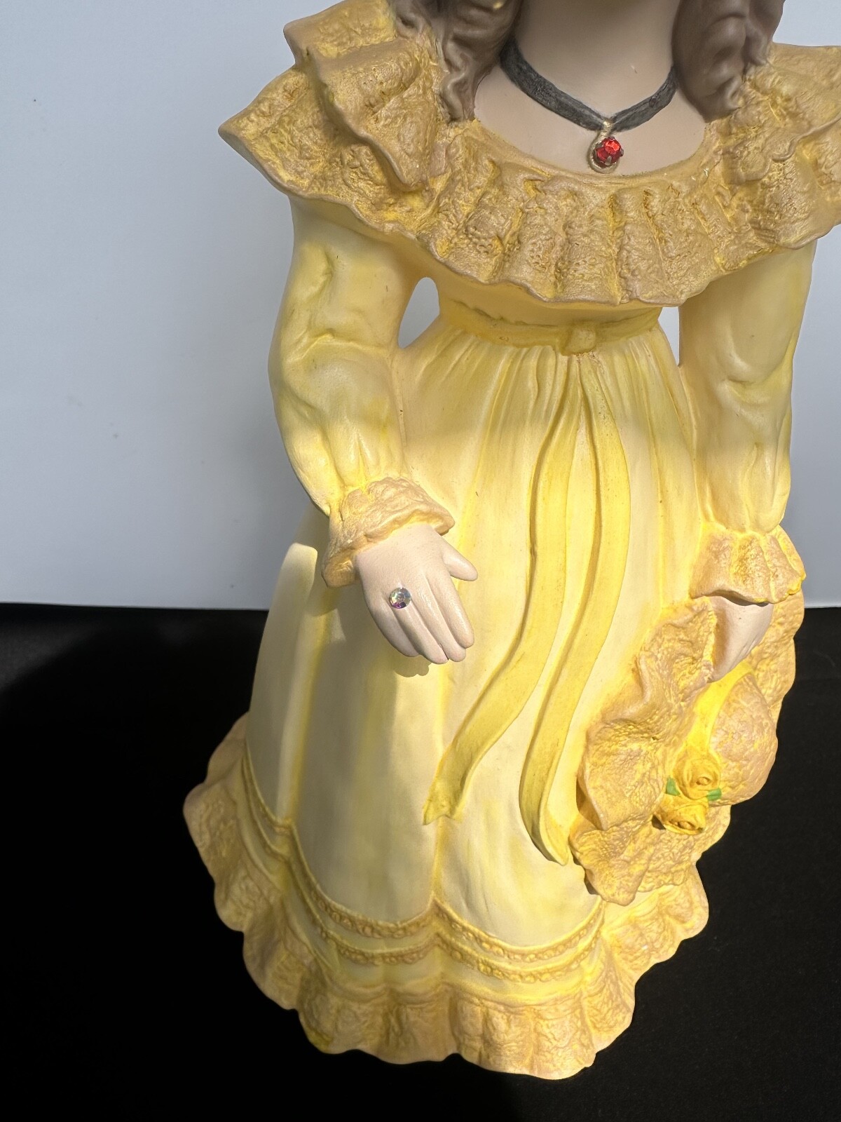 Vintage Hand Painted Porcelain Girl Figurine 13″ Signed by Artist Matte Finish