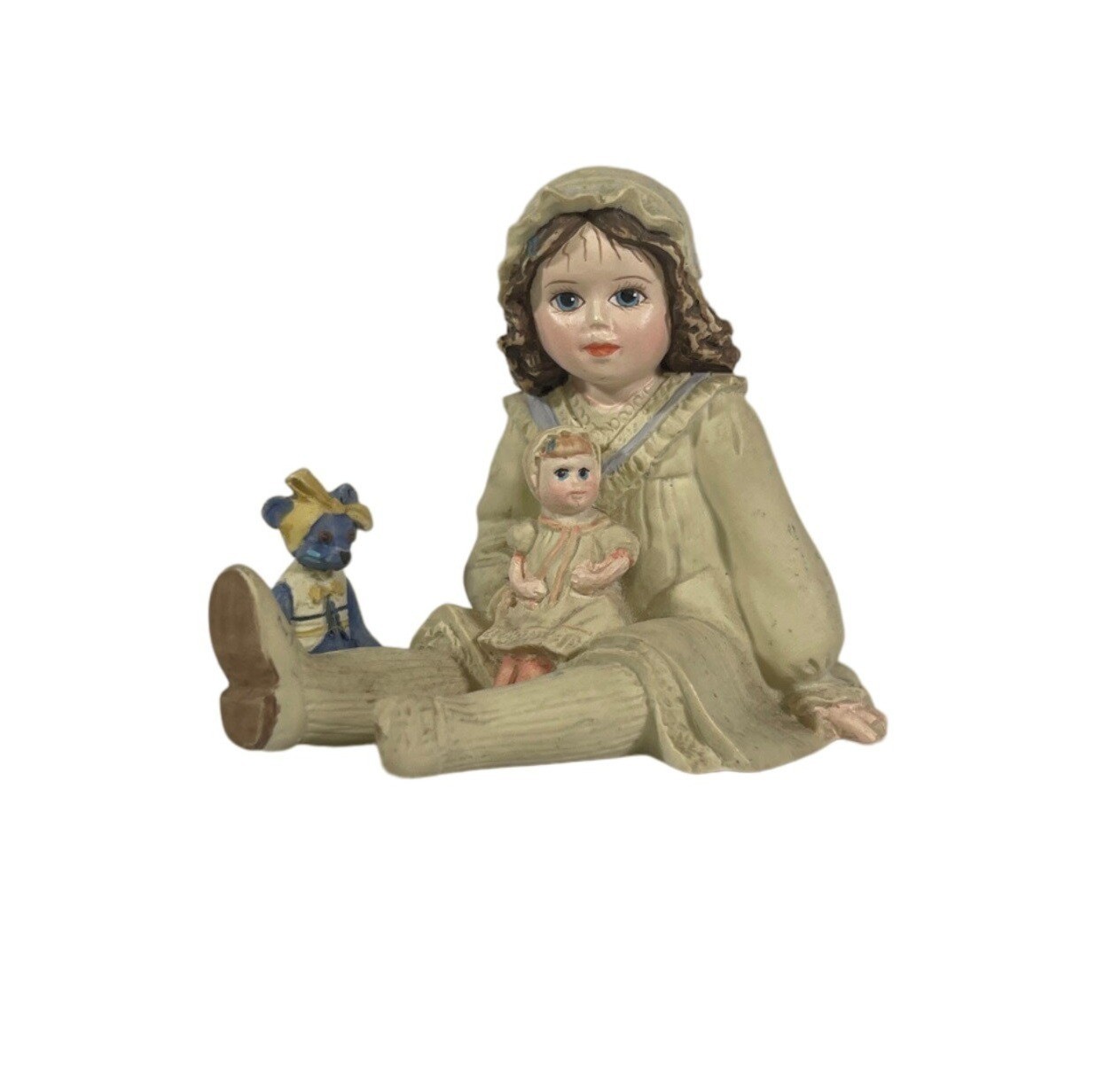 Jan Hagara Mini Figurine M11375 Renny Girl Doll Blue Teddy Collectible Thailand