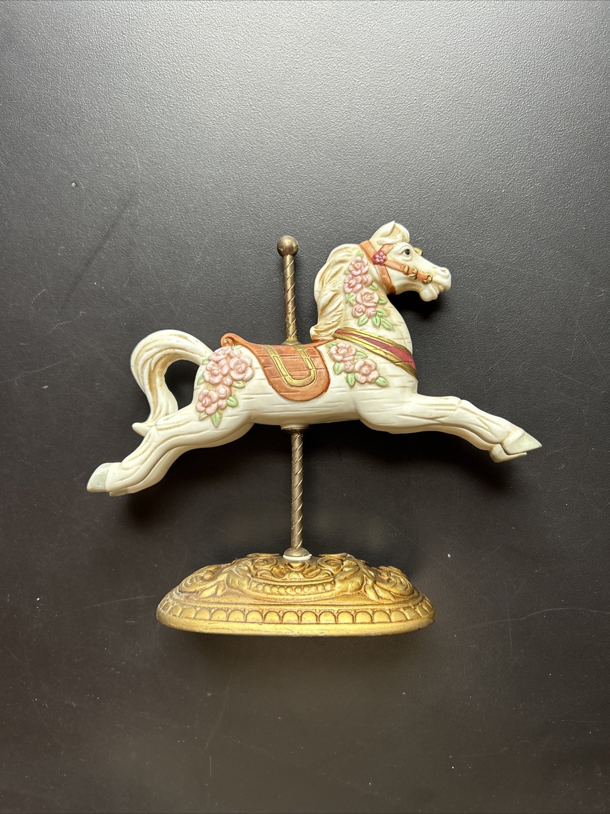 Homeco Carousel Horse Porcelain Figurine #1438 6 Inches Floral Girly Vintage