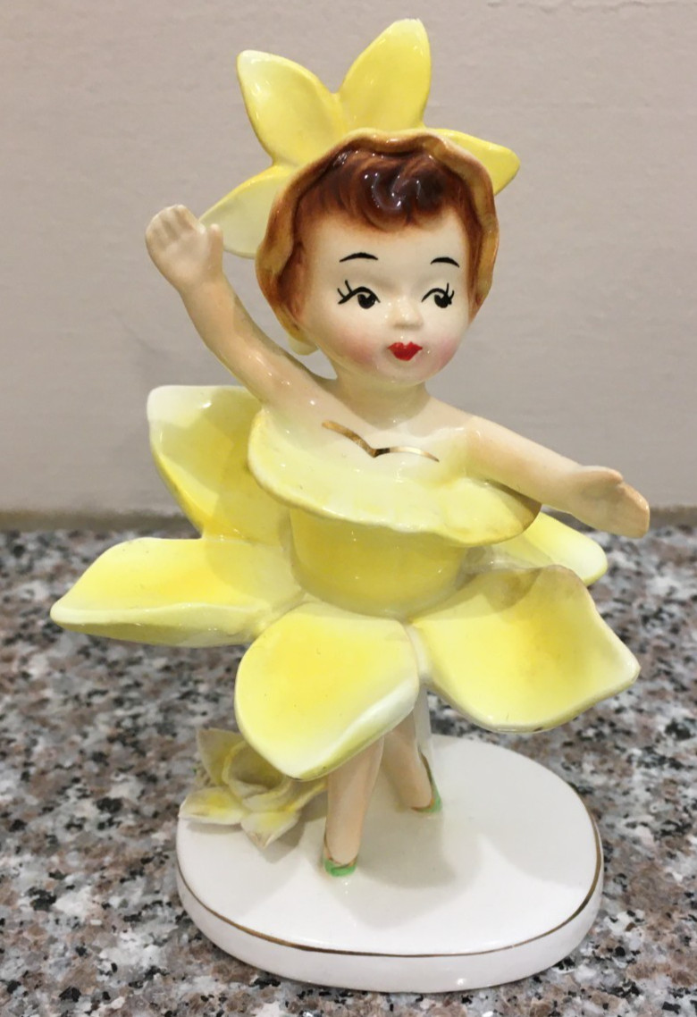 RARE Vintage Geo Z Lefton 1957 Daffodil Flower Ballerina Girl Japan HTF 595