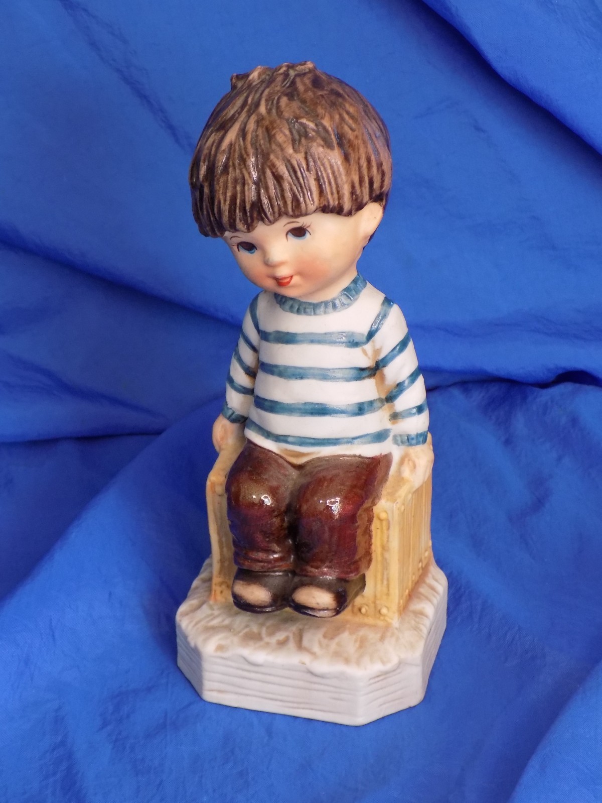 Moppets Fran Mar Porcelain Boy on Chair Figurine 6 1/4” Gorham Vintage 1971