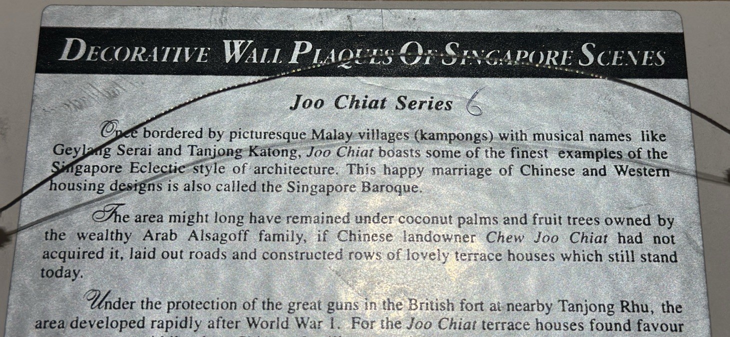 Singapore Series-Joo Chiat Decorarative 3D Wall Plaque(One-Of-A-Kind) Unique