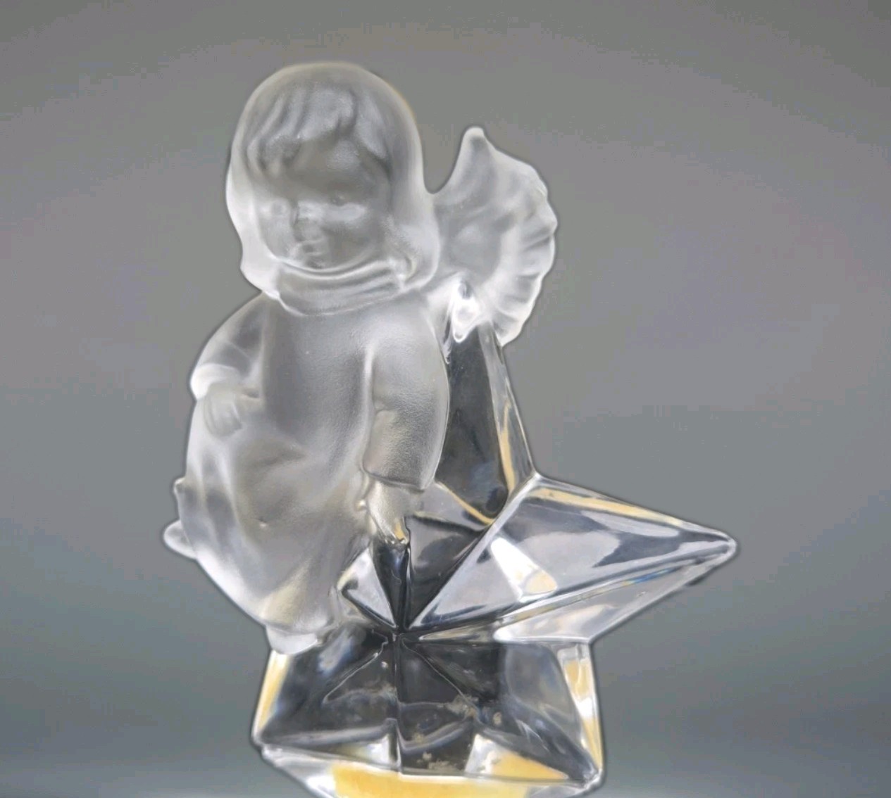 1981 Goebel Clear Frosted Glass Angel Figurines Western Germany Set Of 3