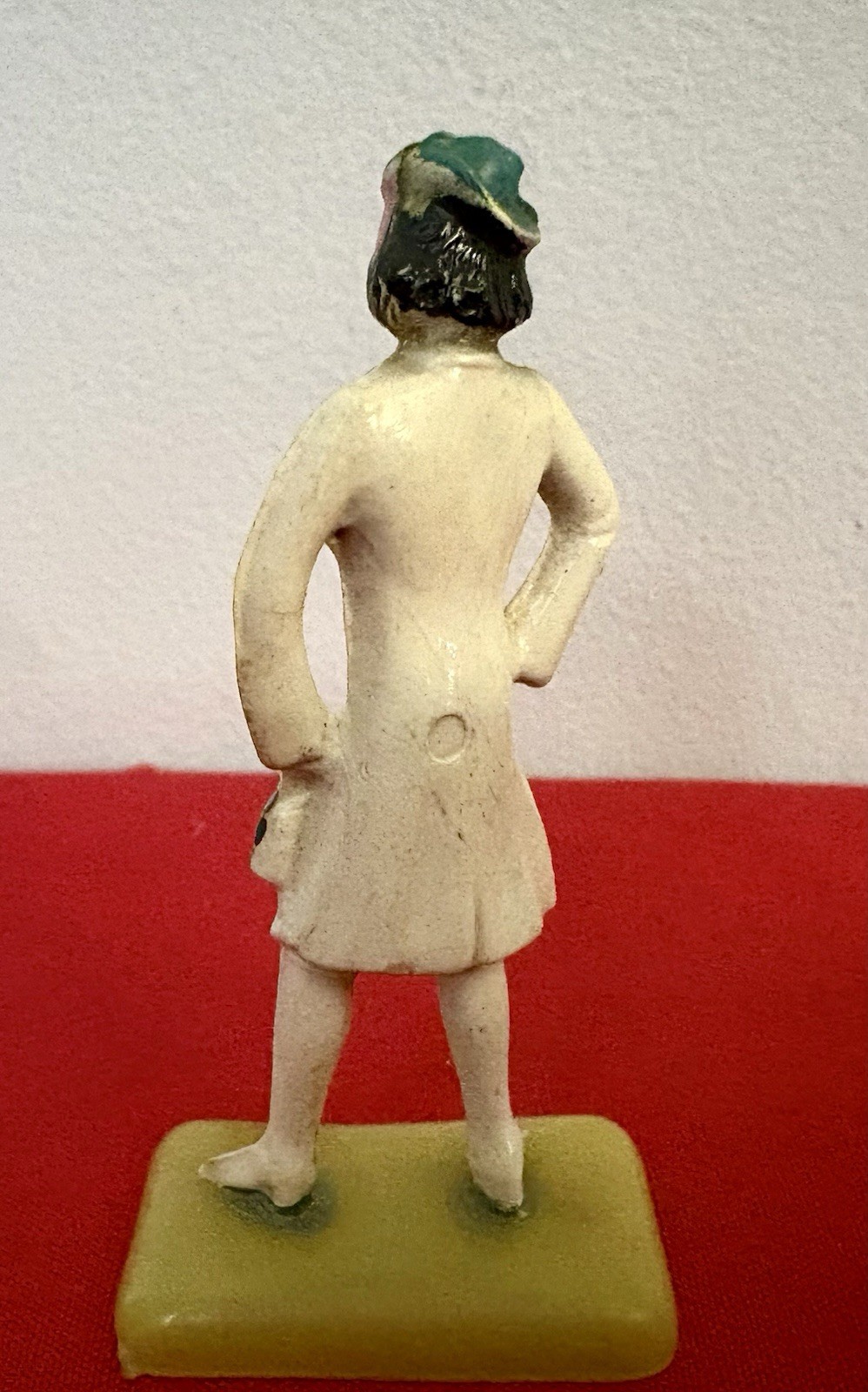Vintage Composite Woman Toy Figurine Overcoat Hat Purse
