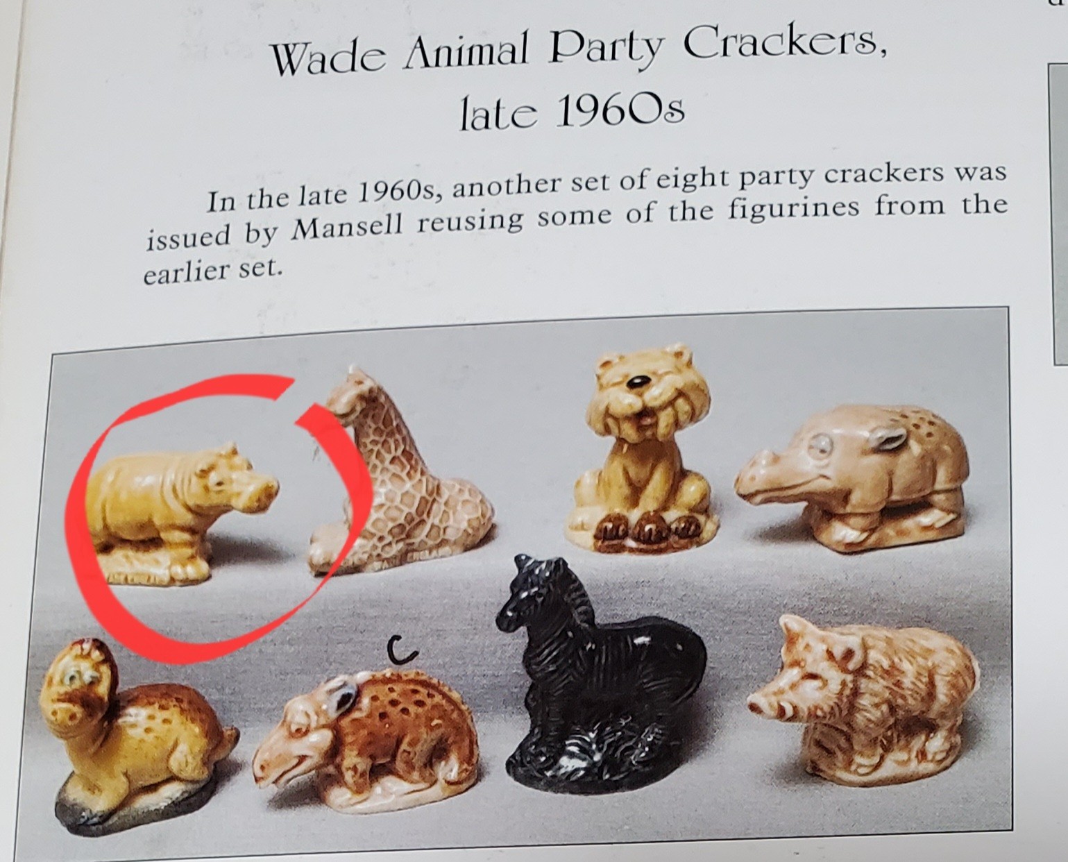 Wade Whimsies Hippo Color Variations Set 1 Set A 1998 Gray Blue and 1960’s Honey