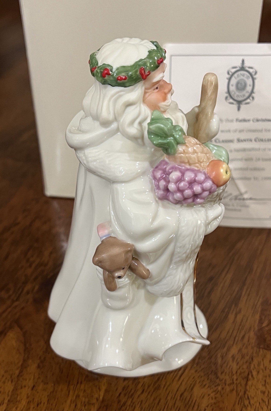LENOX CLASSIC FATHER CHRISTMAS 1999 LIMITED EDITION 6.75″ FIGURINE 24K GOLD BOX