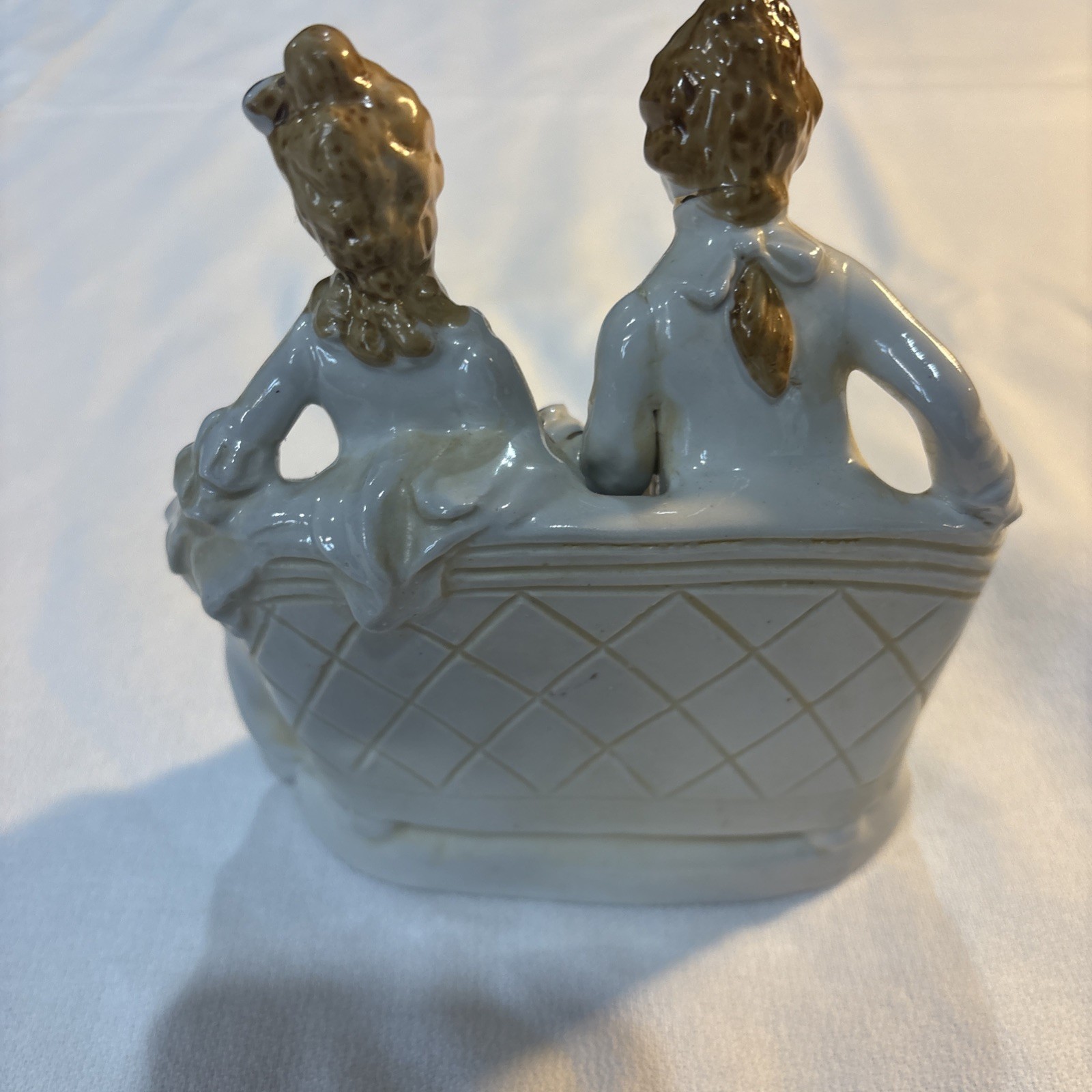Vintage Victorian couple. White/ cream. With gold design. Romantic love