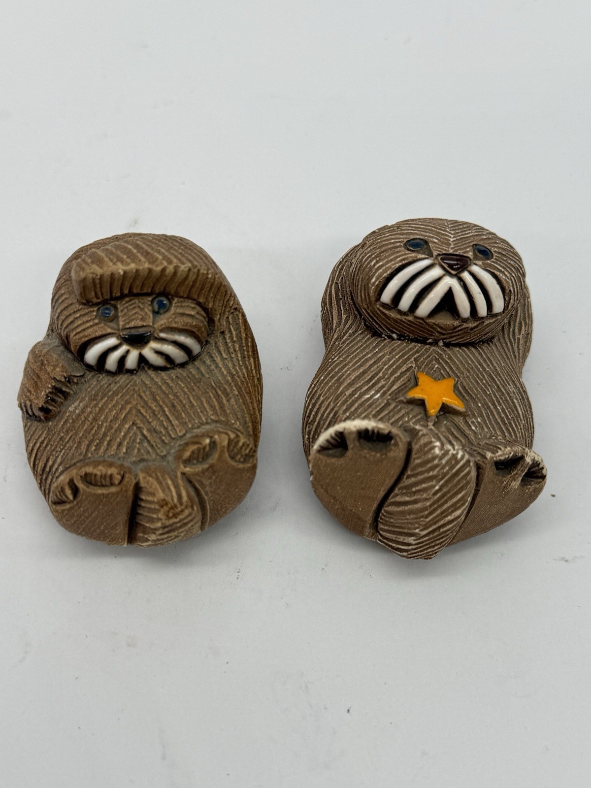 Artesano Rinconada Pottery Mini Otter Pair of 2 Made in Uruguay Signed