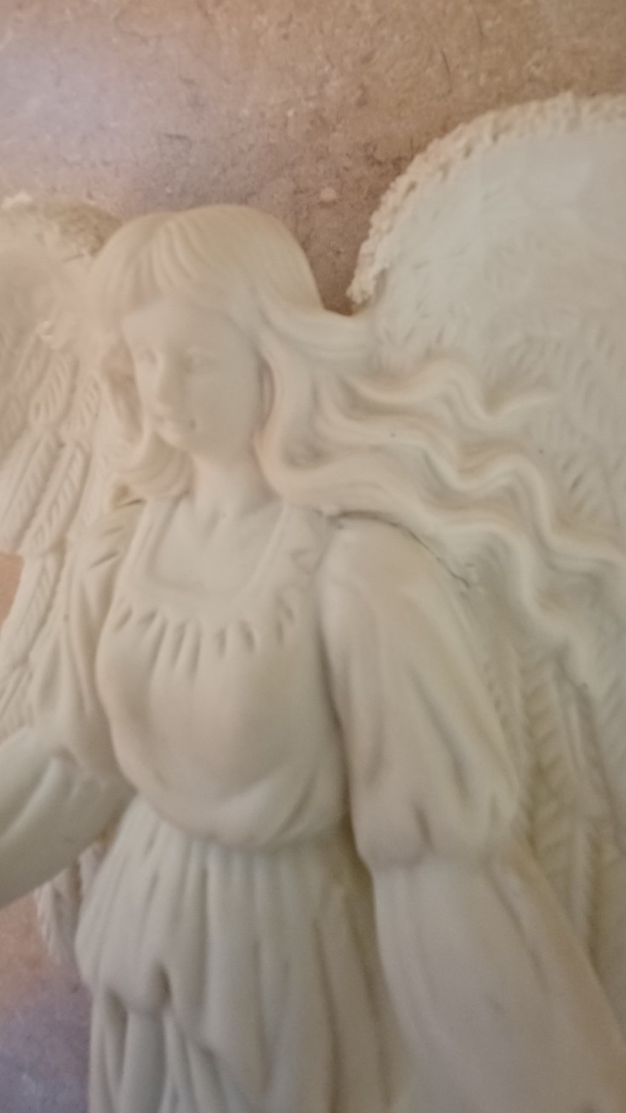 Angel Figurine White Porcelain Matte Finish Outstretched Arms 8.5 Inches Tall
