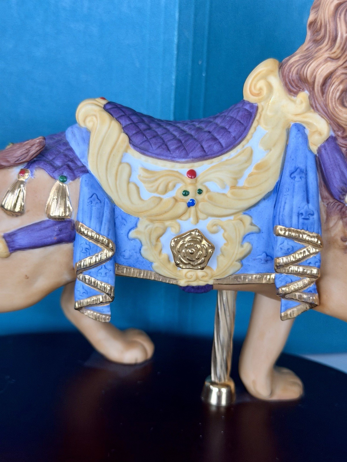 Lenox Carousel ROYAL LION Limited Edition Porcelain Figurine Wood Base MINT