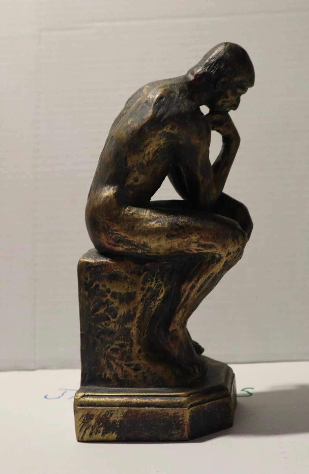 The Thinking Man The Thinker Statue 3 LB.+ Great Condition Antiquey Brass Finish