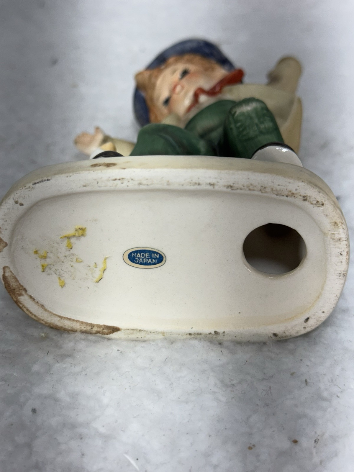 1950-1960 Gift Craft Porcelain Figurine Young Boy Riding On Log with Duck