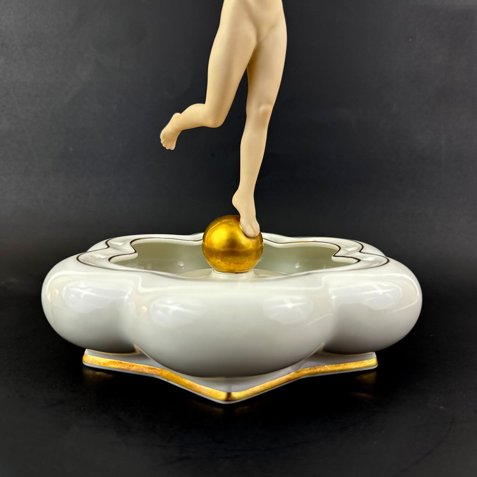 Hutschenreuther Karl Tutter Sonnenkind Sun Child Nude Lady on Gold Ball w/ Base