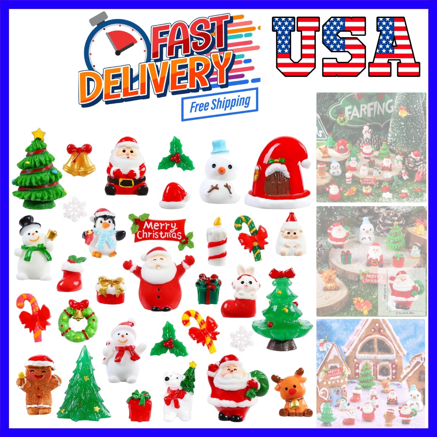 32Pcs Christmas Miniature Figurines, Mini Resin Figurines to Hide Small Resin…
