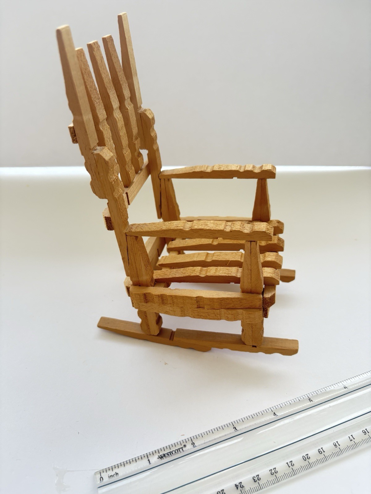 Vintage Miniature Wood Rocking Chair FOLK ART HANDMADE 1:6 Scale