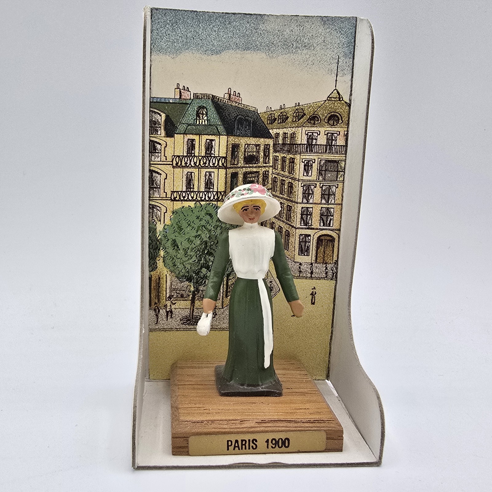 Vtg Paris 1900 Metal Figurine Figure Miniature Woman In Packaging