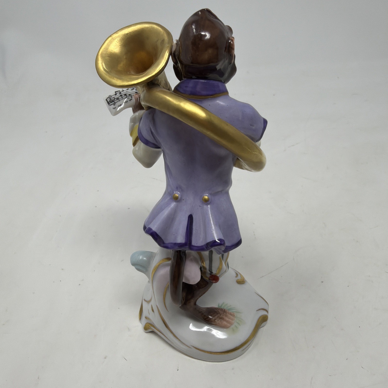 Antique Porcelain Monkey Band Double Bass Figure/Andreas Klötzer/Volkstedt/c1900